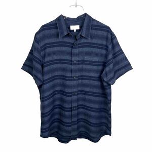 Jack Spade Shirt XXL Mens Hatton Trim Fit Button Short Sleeve Blue Stripe Linen